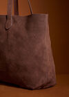 Soft Suede Large Tote Bag, Brown, large