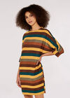 Striped Cocoon Batwing Dress, Khaki, large