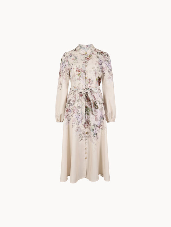 Vintage Floral Midi Dress, Pink, large