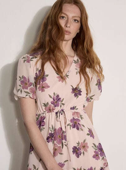Floral Rose Chiffon Mini Dress