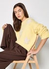 Daisy Applique Chunky Knit Jumper, Yellow, large