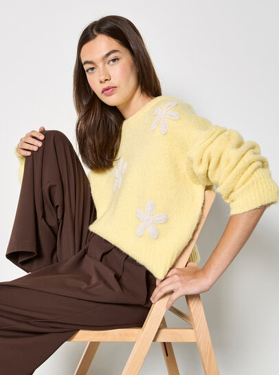 Daisy Applique Chunky Knit Jumper
