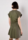 Button-Down Skater Mini Dress, Khaki, large