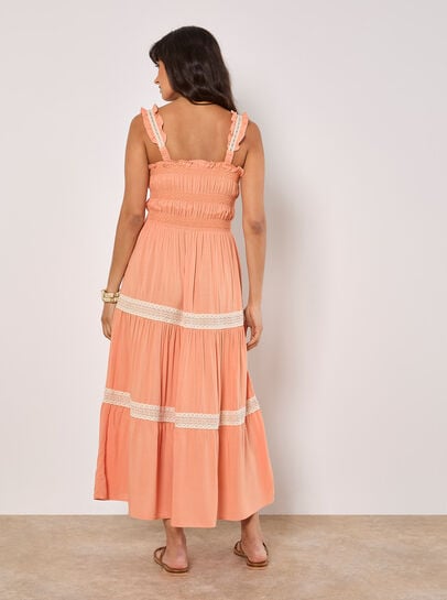 Crochet Lace Tiered Midi Dress