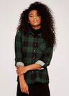 Gingham Fleece Lined Shirt, Green, large