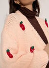 Chunky Knit Strawberry Cardigan, Peach, large