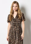 Leopard Shimmer Self-Stripe Maxi Dress, Brown, large