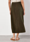 Linen Blend Wrap Midi Skirt, Green, large