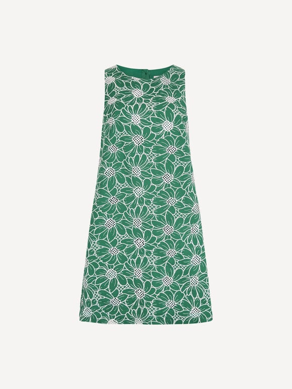 Floral Embroidered Shift Mini Dress, Green, large