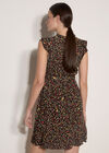 Ruffle Floral Mini Dress, Black, large