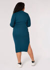 Curve Ribbed Midi Dress, Teal, large