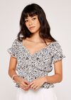 Animal Print Cropped Top, Cream, large