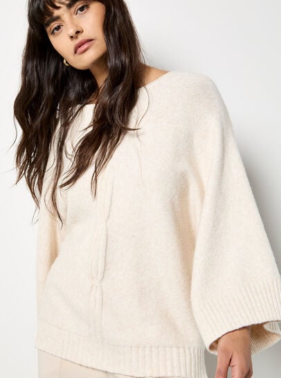 Oversized Cable Knit Cape Jumper