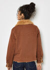 Faux Fur Lined Denim Jacket, Rust, large
