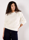 Sequin Embroidered Floral Panel Jumper, Cream, large