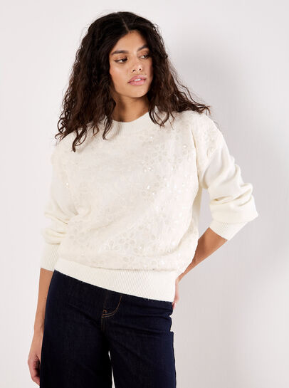 Sequin Embroidered Floral Panel Jumper