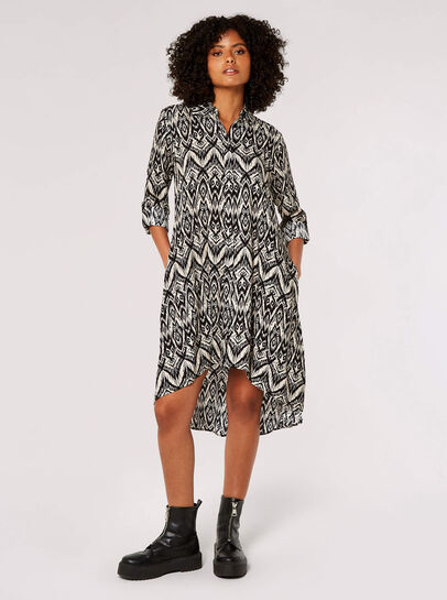 Diamond Print Shirt Mini Dress