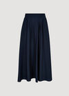 Slub Pleat A-Line Midi Skirt, Navy, large
