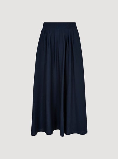 Slub Pleat A-Line Midi Skirt