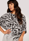 Leopard And Zebra Batwing Top, Grey, large