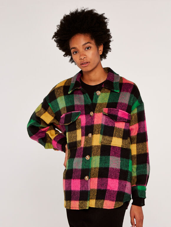 Gingham Shacket, Green, large