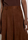 Suedette A-Line Midi Skirt, Brown, large