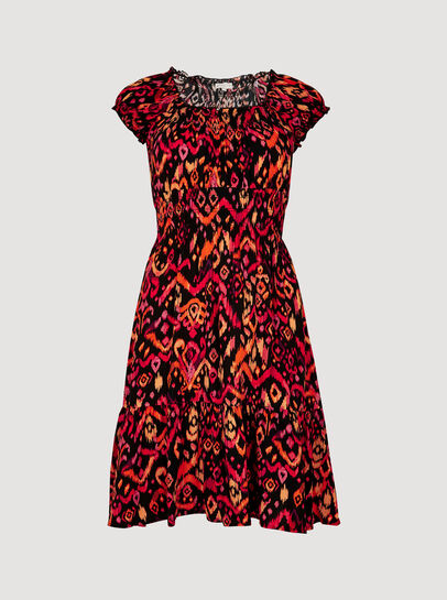 Colourful Ikat Milkmaid Mini Dress