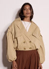 Cropped Trench Coat, Stone, large