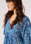 Patchwork Kaftan Mini Dress, Blue, large