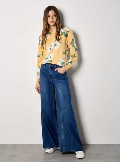 Floral Print Fine Knit Jumper