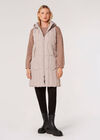 Hooded Longline Puffer Gilet, Stone, large