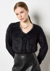 Fluffy Cropped Bolero, Black, large
