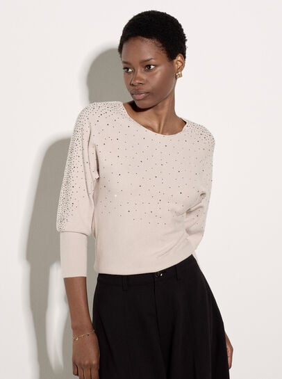Diamante Ribbed Batwing Jumper