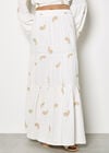 Paisley Embroidered Tiered Maxi Skirt, Cream, large