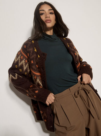 Fair Isle Chunky Knit Cardigan