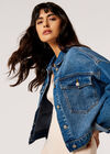 Boxy Fit Denim Trucker Jacke, Blau, Größe L