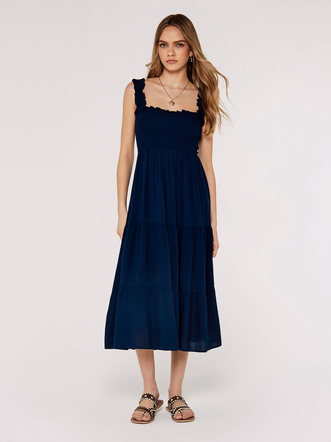 Smock Tiered Midi Dress