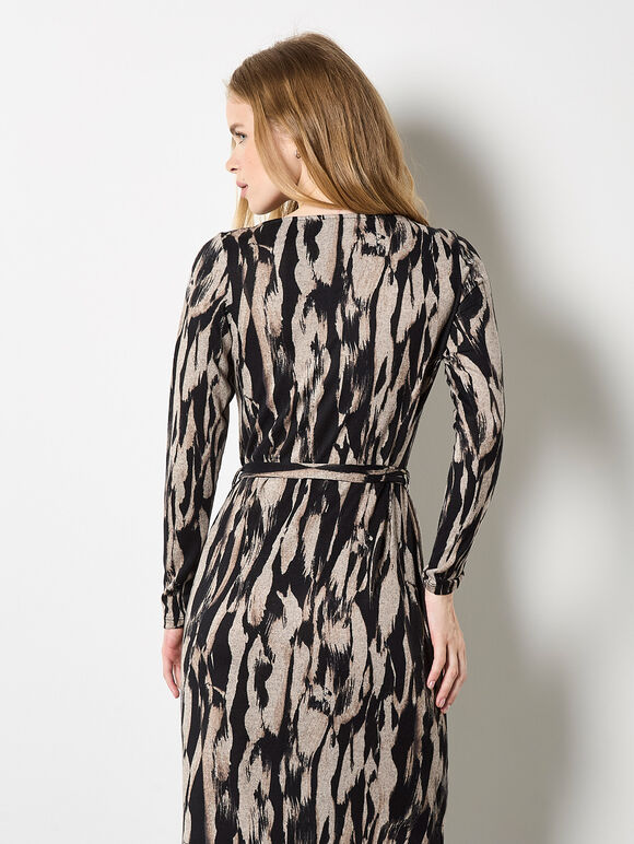 Brushstroke Knitted Midi Dress, Stone, large