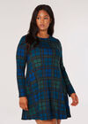 Curve Check Swing Mini Dress , Blue, large