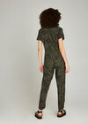 Khaki Animal Print Utility Jumpsuit, Khaki, large