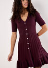 Ribbed Knit Fit And Flare Mini Dress, Burgundy, large