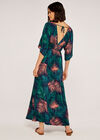 Tropical Leaf Maxi Dress, Navy, large