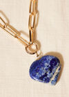 Goldblaue Herzstein-Halskette, Blau, groß