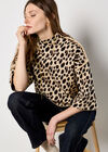 Animal Print Knitted T-Shirt, Stone, large