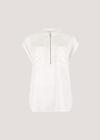 Zip Front Patch Pocket Top, Cream, large