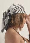 Printed Satin Scarf, White, large