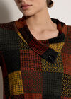Textured Check Knit Midi Dress, Khaki, large