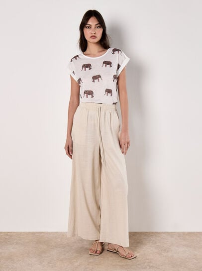 Elephant Print Slub T-Shirt