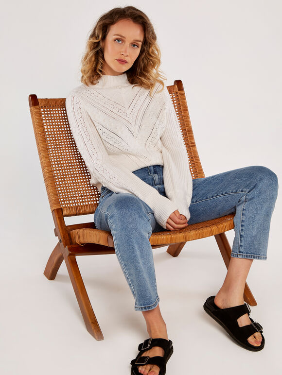 High Waisted Mom Jeans, Blue, large