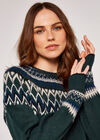 Fairisle Knit Jumper, Green, large